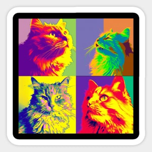 Domestic Long Hair Pop Art - Cat Lover Gift Sticker